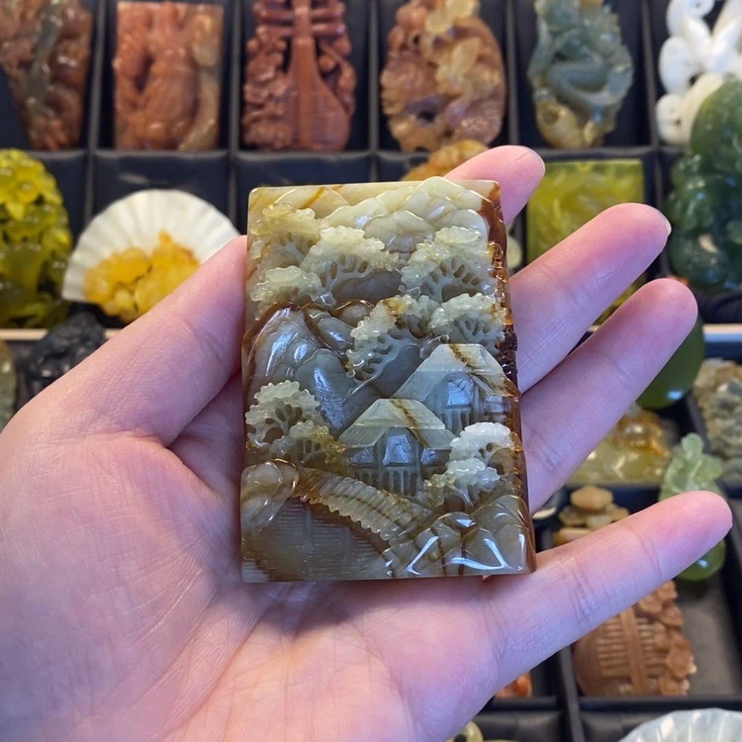 蛇纹石玉合金颈饰