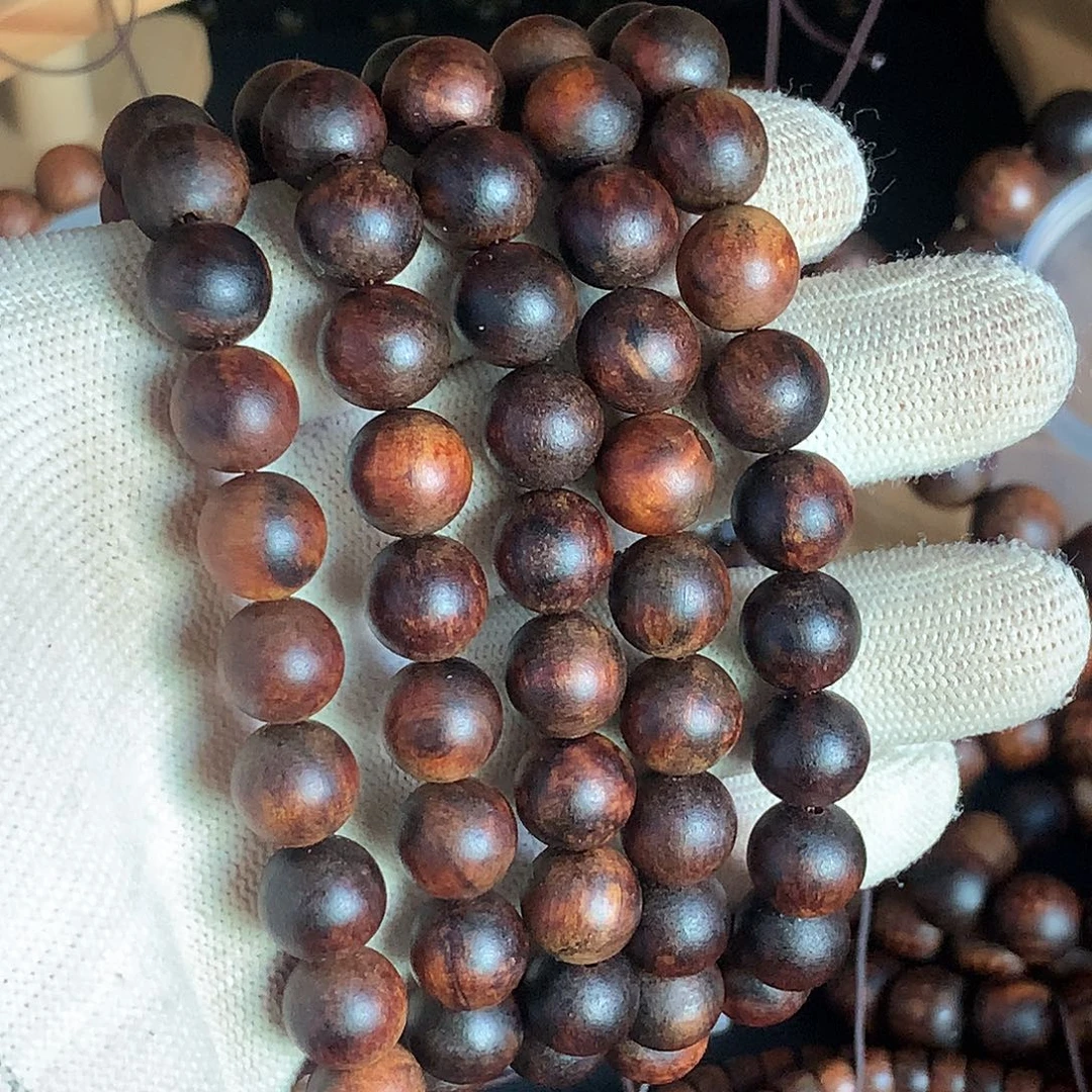 手串/手链贡木11红黑火焰粗抛多圈