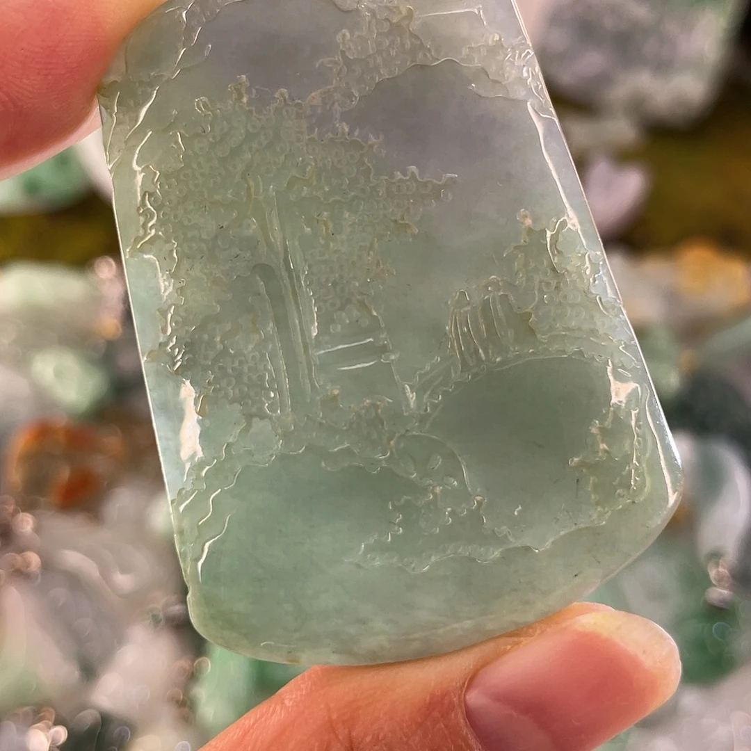颈饰未镶嵌翡翠山水牌