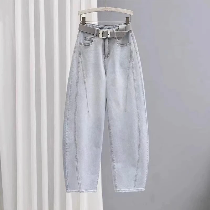 洋气弯刀牛仔裤老爹裤女2025春夏新款宽松显瘦窄版阔腿裤梧桐裤子