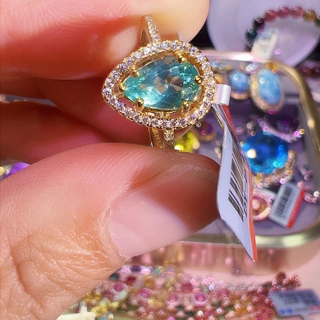 银S925镶嵌磷灰石戒指