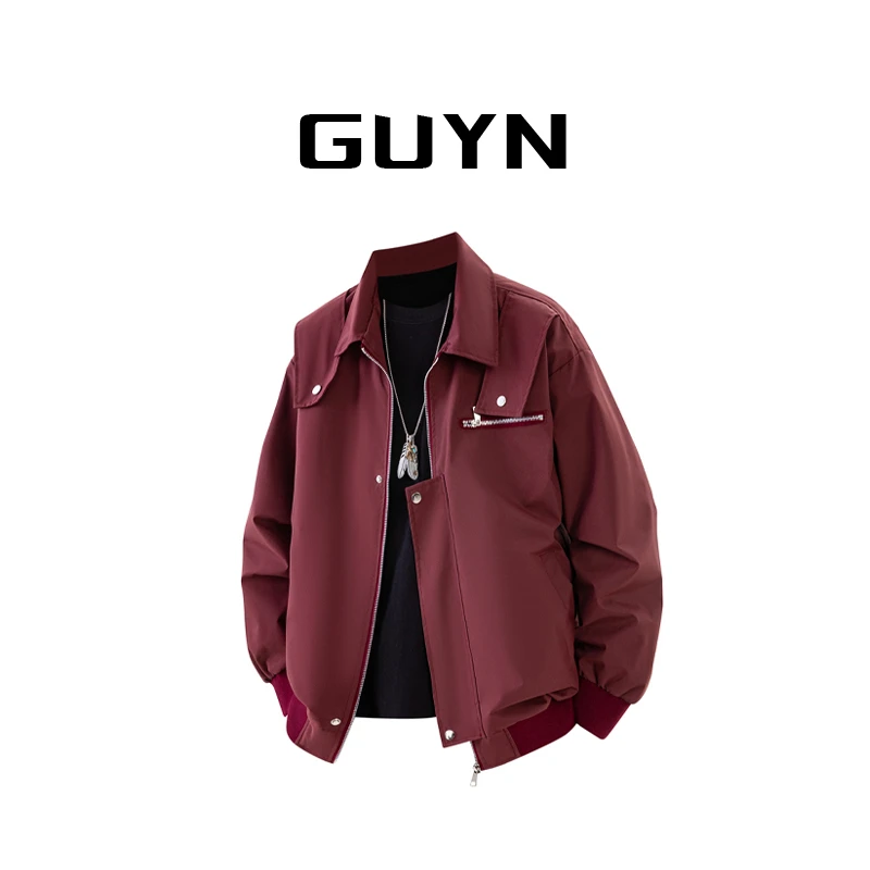 【品牌正品现货】GUYN美式机能工装酒红色外套男高级感痞帅秋季夹克