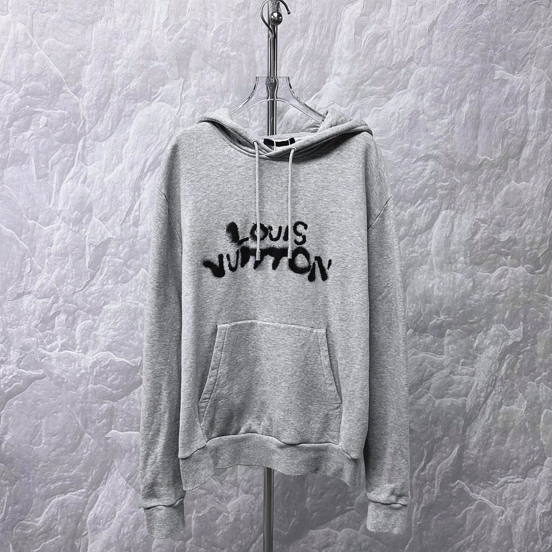 未使用 LouisVuitton/路易威登 灰色霓虹人像连帽卫衣 M码 D19919