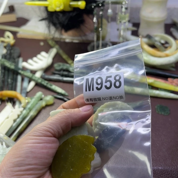 蛇纹石玉发饰合金呆****丶