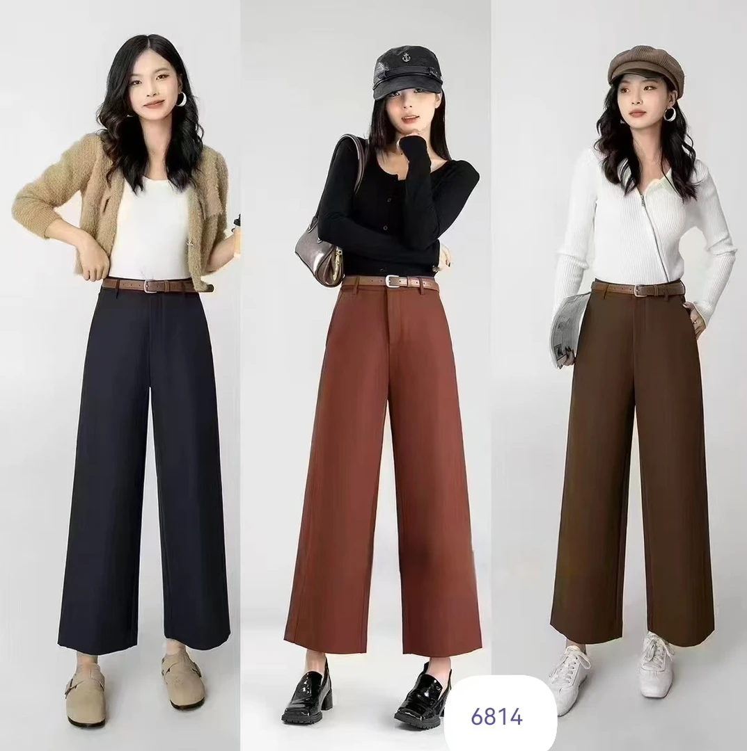 【素境】6814#阔腿女新款百搭显瘦窄版宽松筒喇裤子