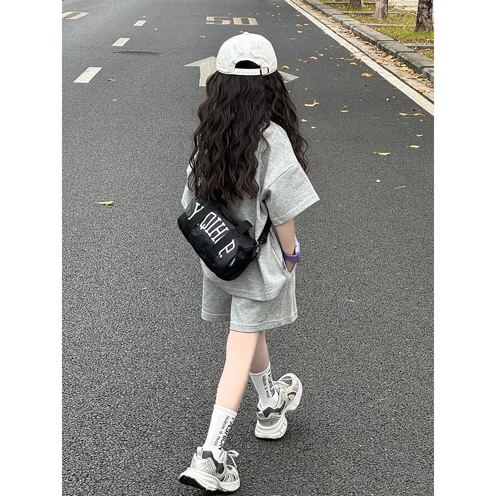 女童夏套装2025新款儿童夏装韩版休闲童装中大童时髦短裤运动衣服