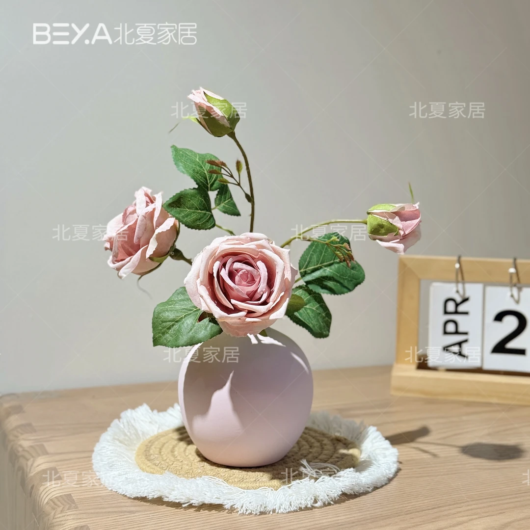 客厅假花仿真钻石玫瑰假花玫瑰装饰花墙插花布置家居拍摄道具