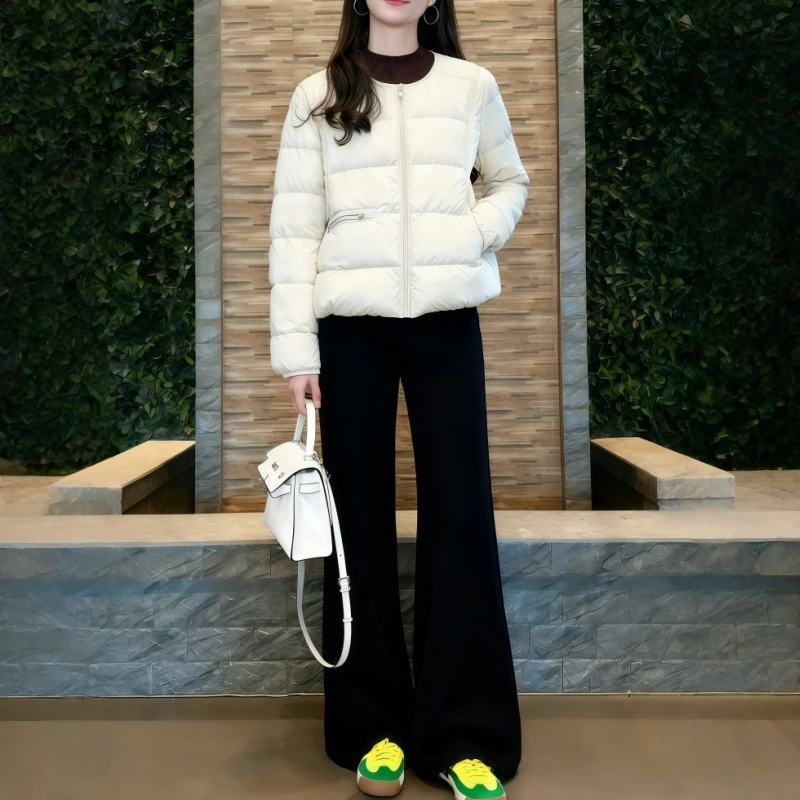 小香风保暖一整套冬季设计感短款棉衣棉服外套加绒微喇裤潮流套装