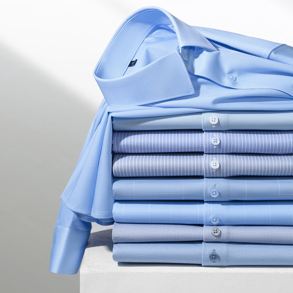 金盾莫代尔长袖衬衣长袖男士无痕免烫商务衬衫男装宽松百搭上衣