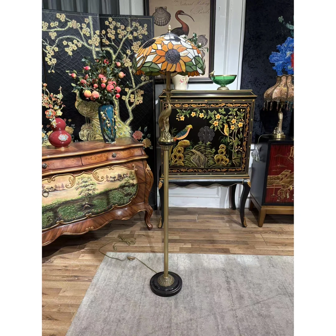 欧式卧室床头灯温馨向日葵花仙鹤落地灯