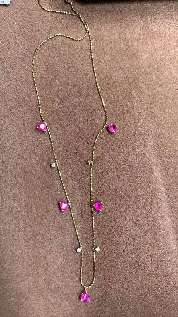 缅甸红宝石锁骨链1.39CT