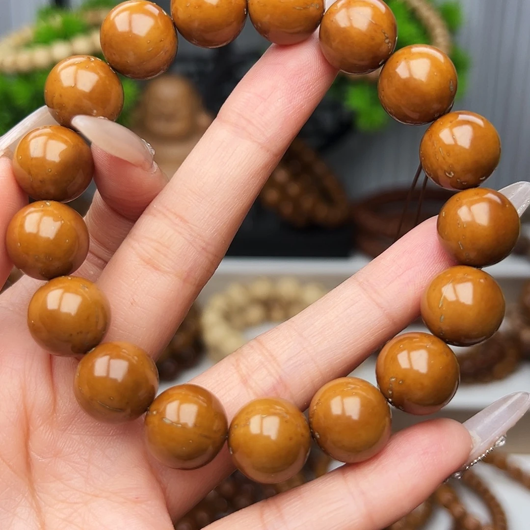 花***赵手串紫金鼠卡13.8半实心黄皮光珠