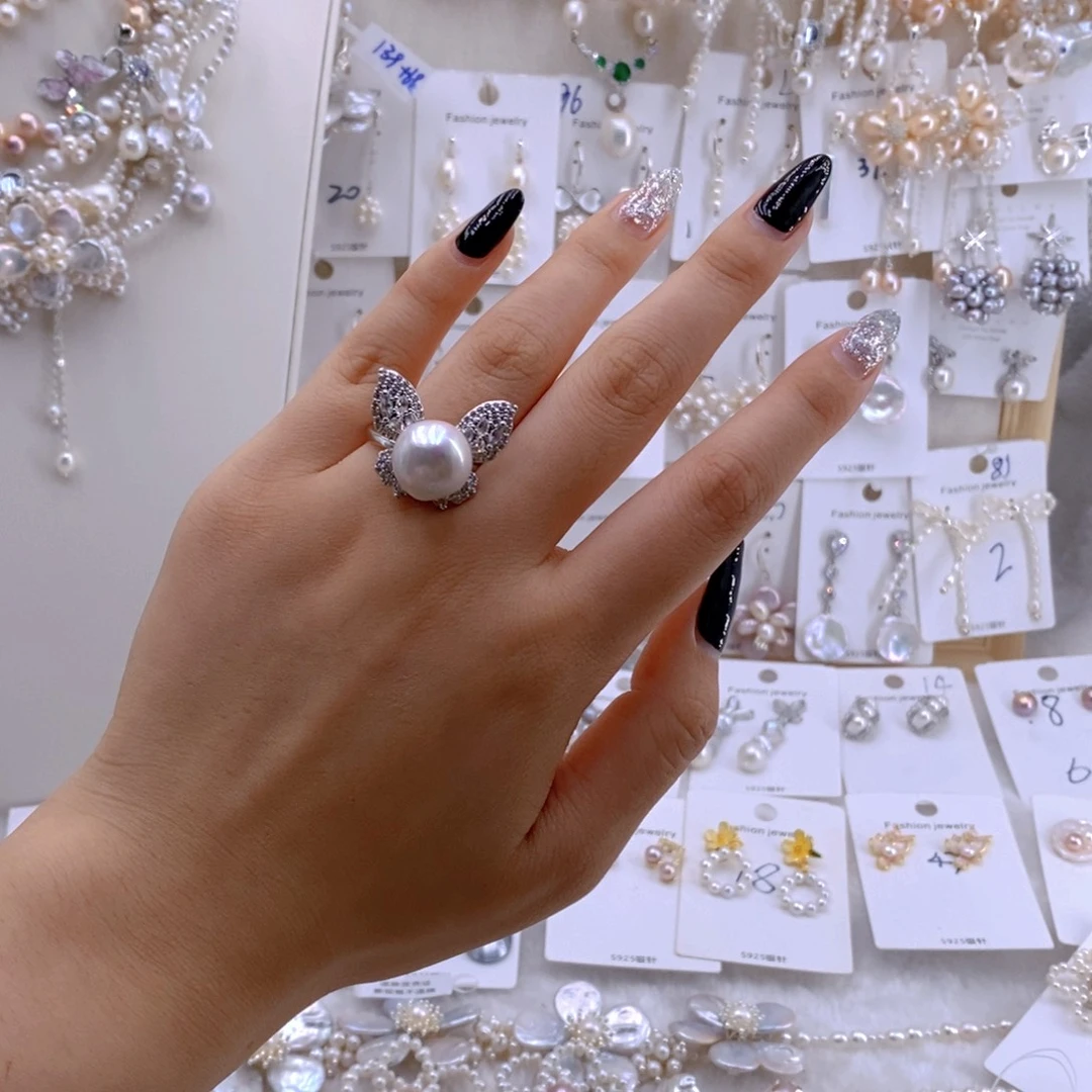 戒指淡水珍珠银S925镶嵌