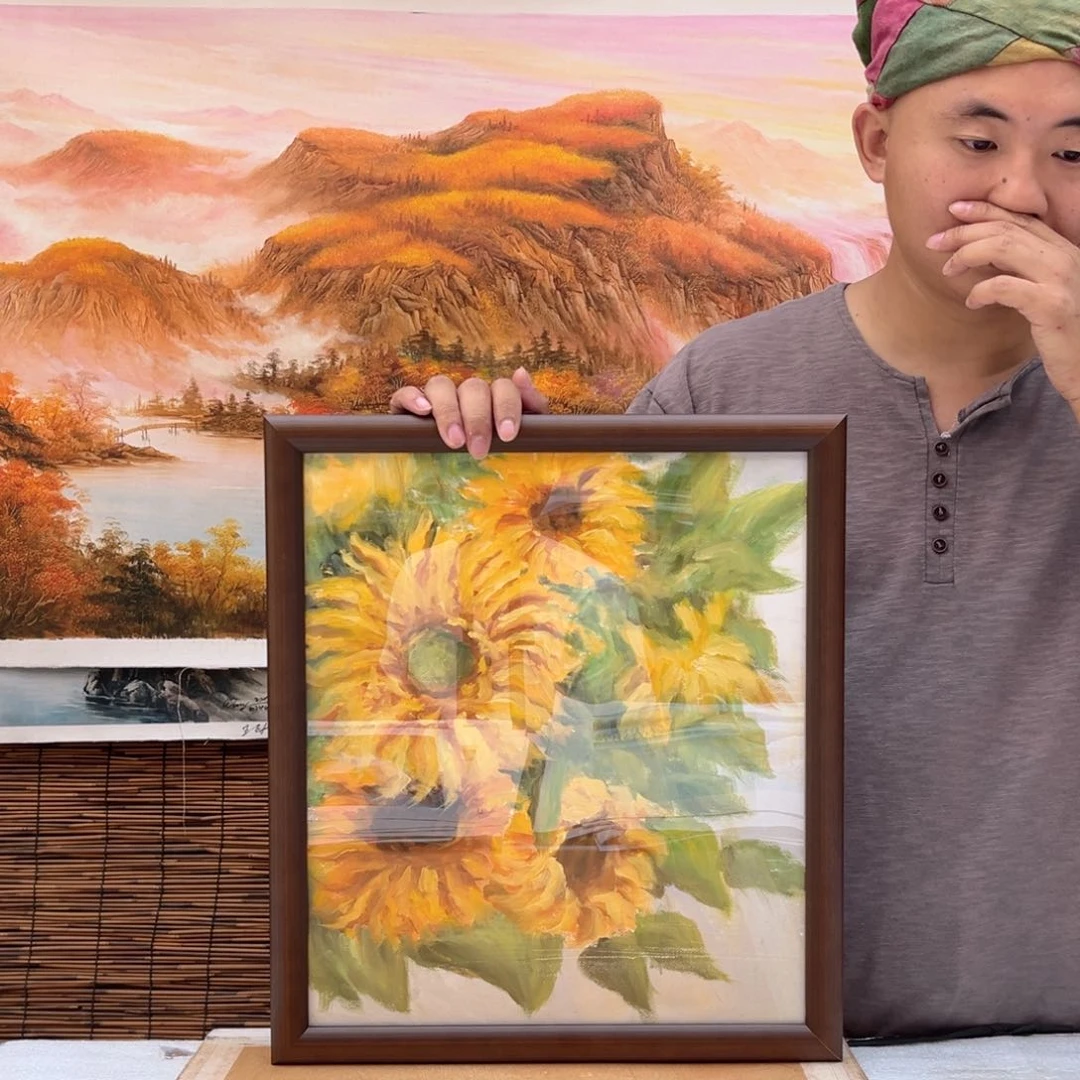 油画行路人小院绘画作品竞拍