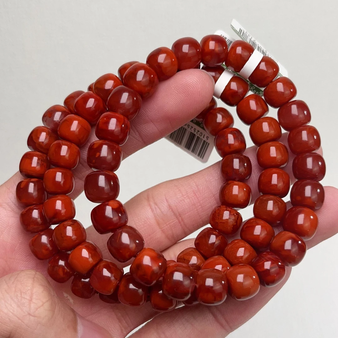 1205F103凉山瓦西料南红柿子锦火焰单圈手串多样性发其一