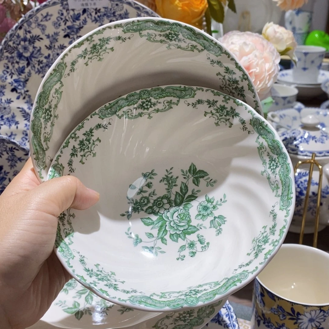 瓷波卡绿沙拉碗2只