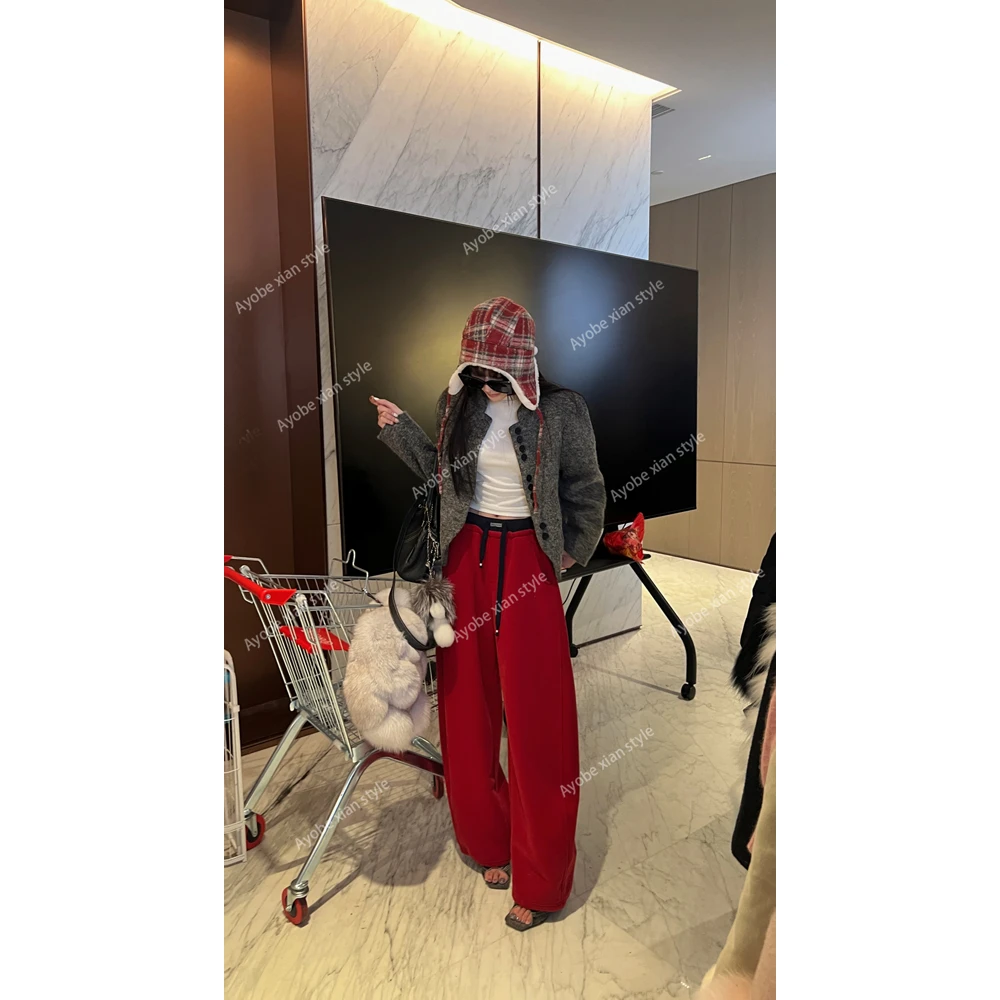 【AYOBE】小贤   美式百搭显瘦休闲风加绒保暖裤秋冬辣妹潮流长裤