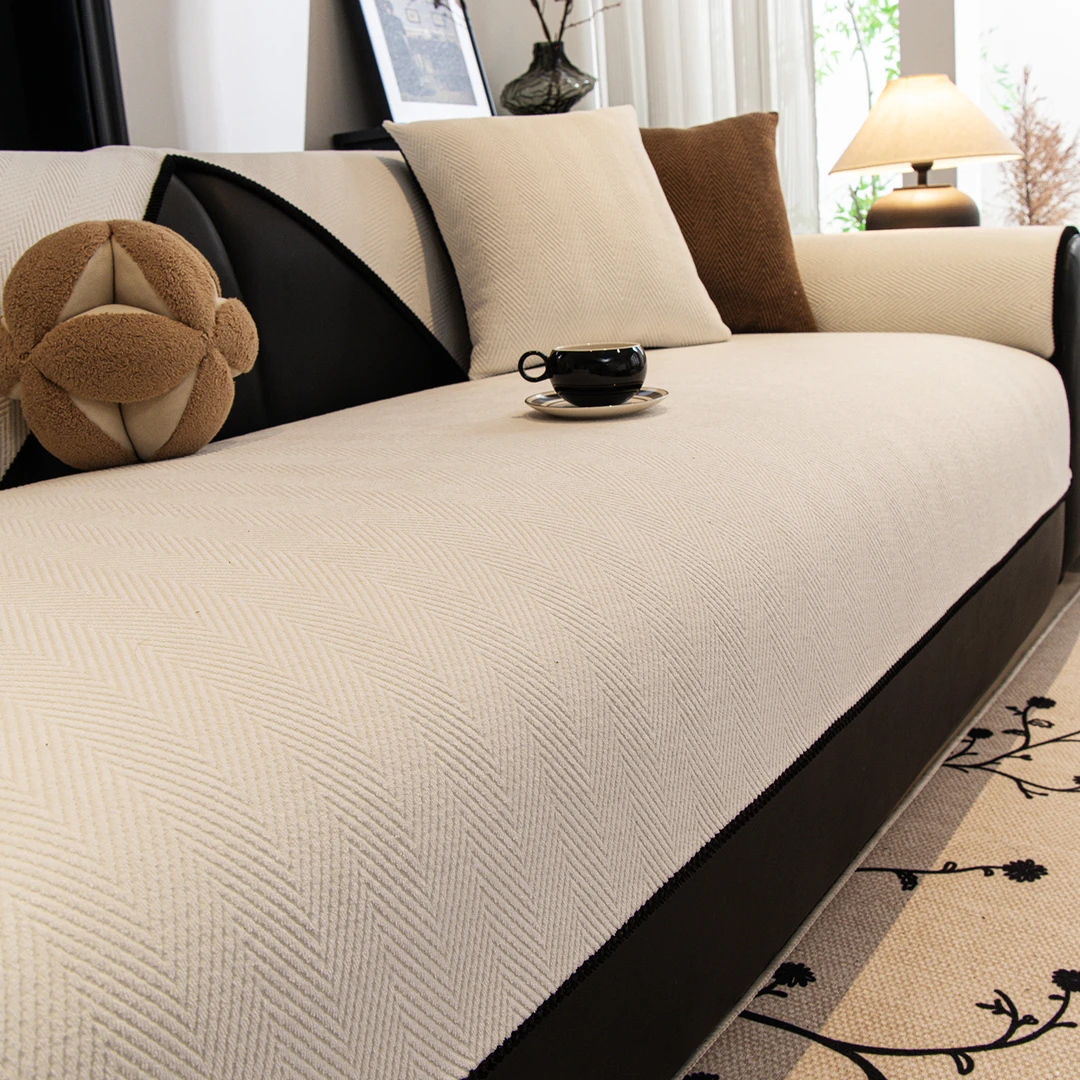 2025新款中古风四季通用沙发垫雪尼尔盖布巾一片式防滑坐垫子套罩