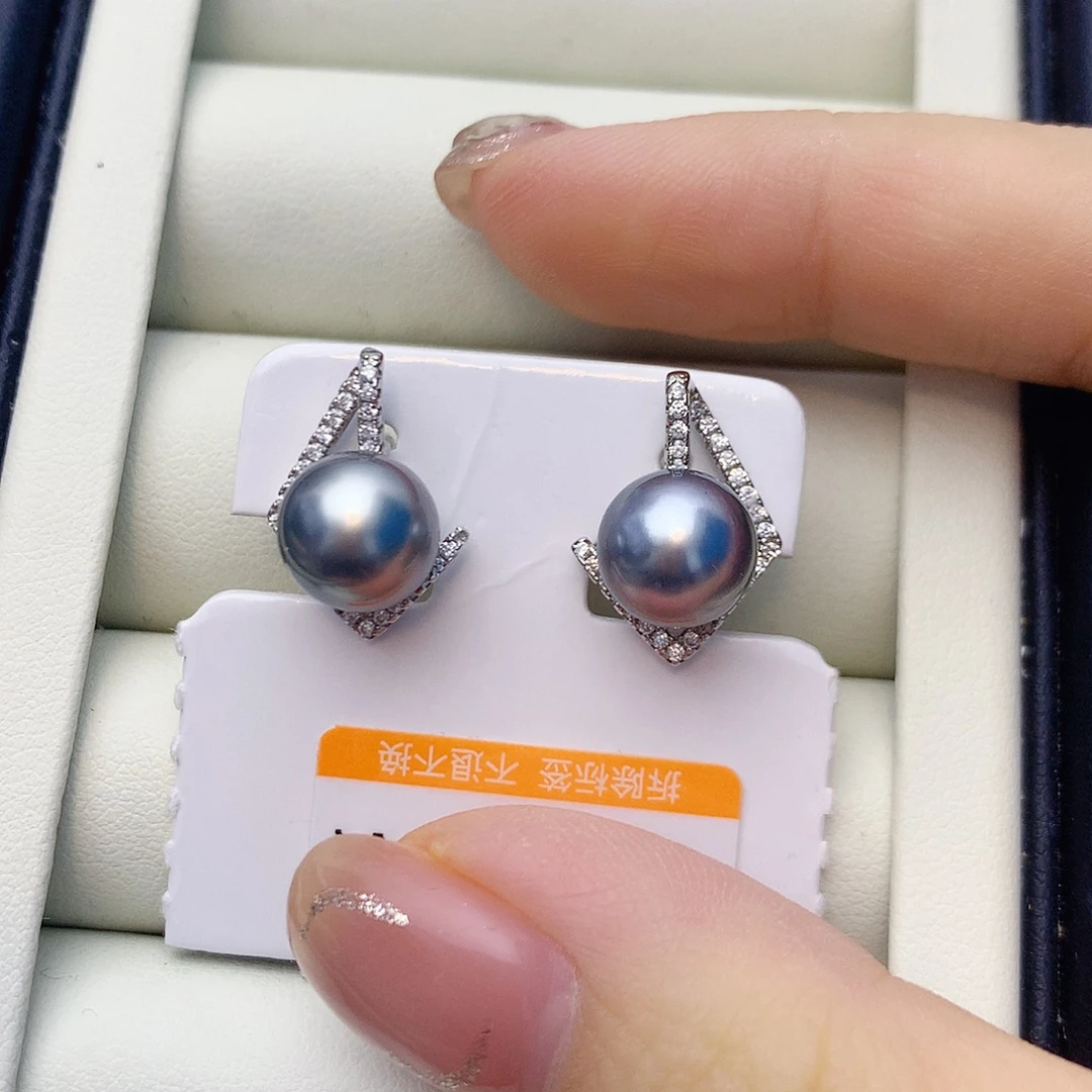 银S925镶嵌耳饰海水珍珠W53