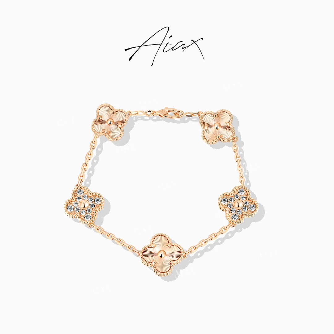 AIAX 925银 镀K金  【四叶】设计师手工幸运四叶手链TSS7370