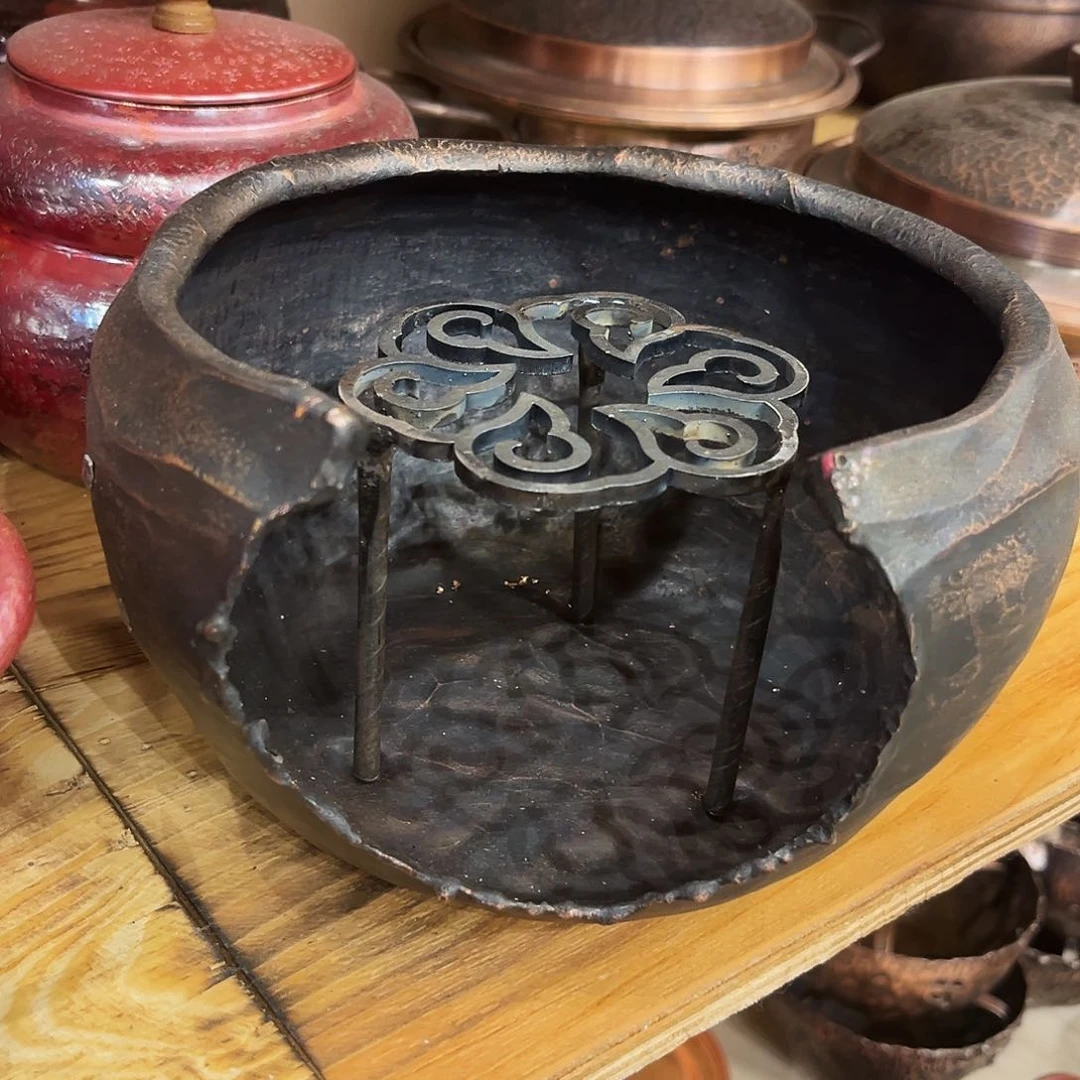 缘***愿复古银桔钉风炉手工锻打工艺