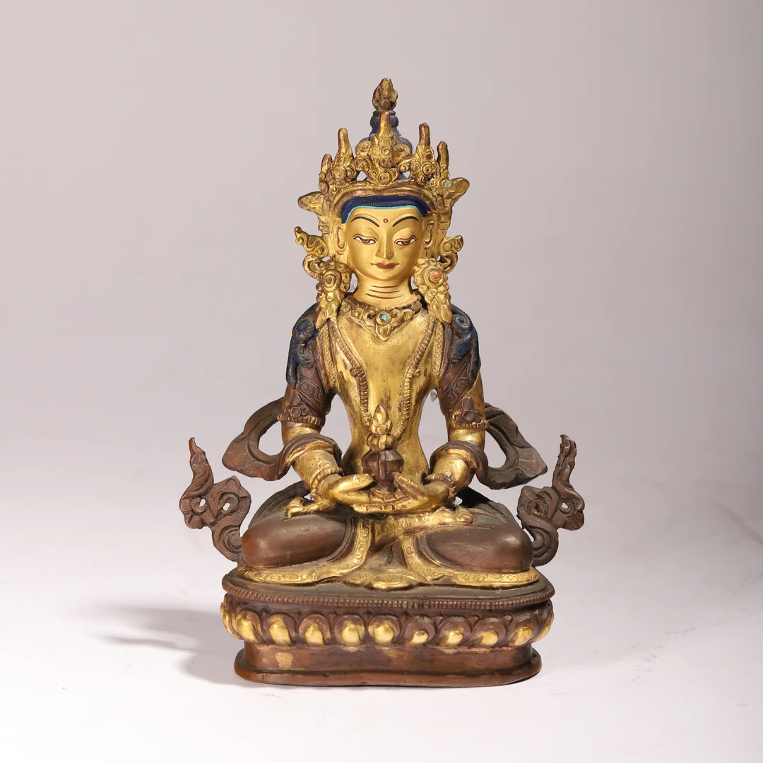 Lot36 清晚期 铜鎏金无量寿造像