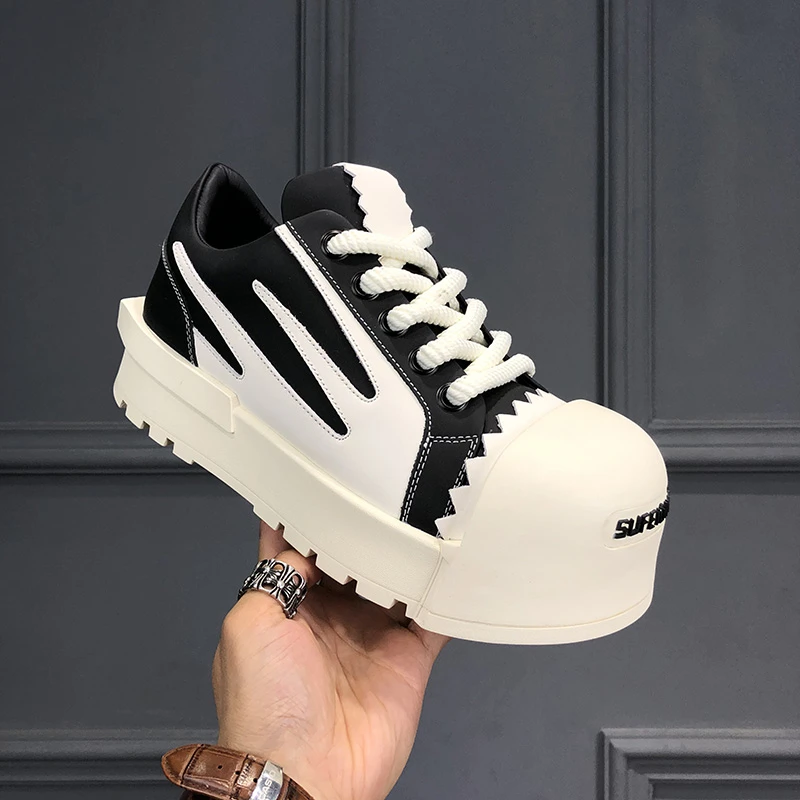 欧洲站潮牌男鞋大头鞋秋季新款真皮透气休闲鞋男厚底增高老爹鞋