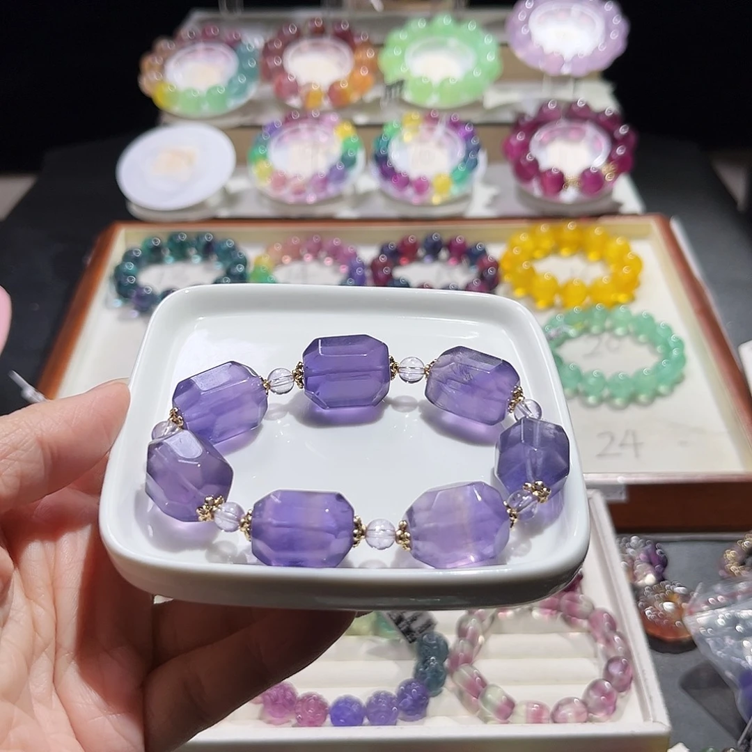 七***月未镶嵌手串萤石大随型