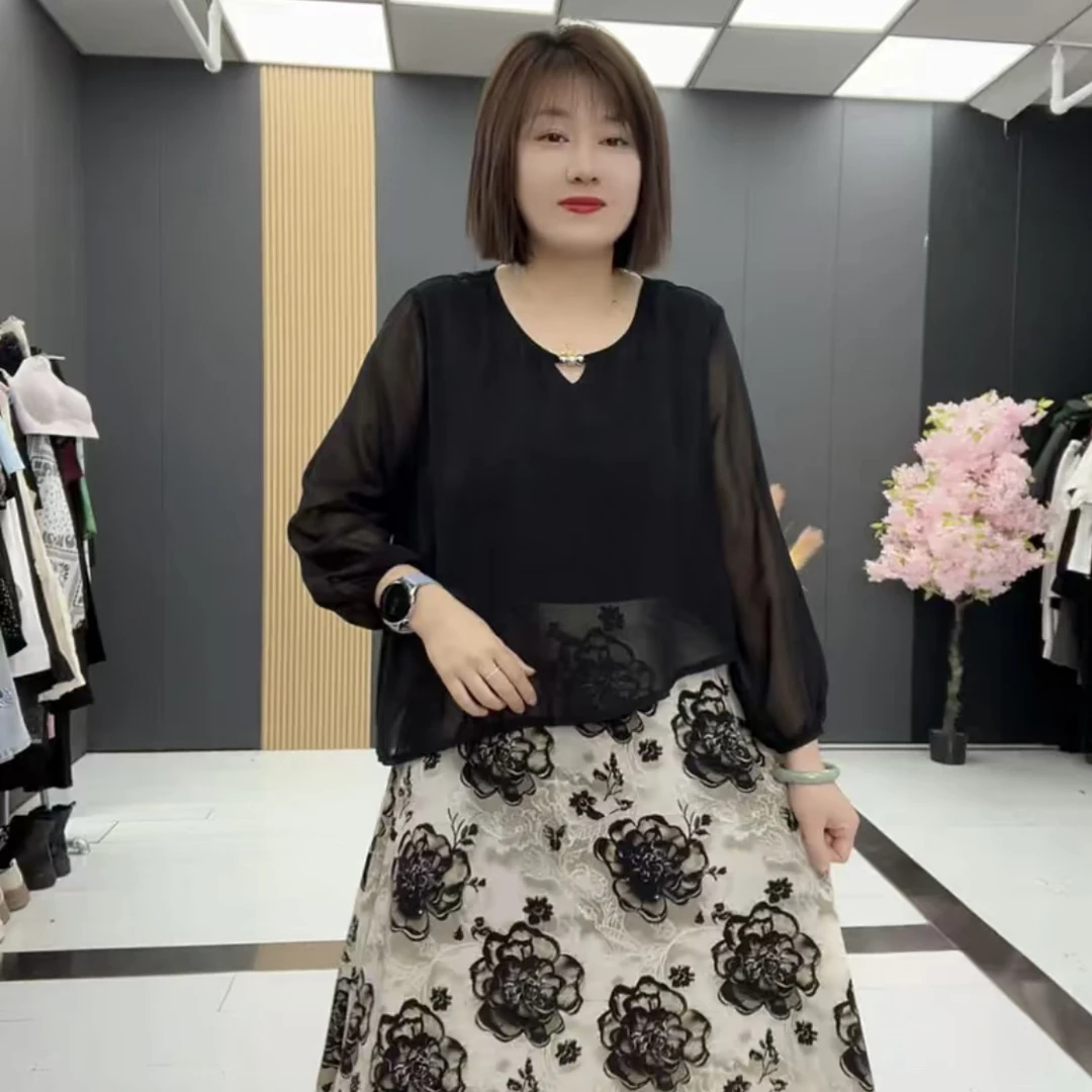 时尚大码中长款碎花连衣裙春季洋气休闲宽松网红裙子女装xcyf9105