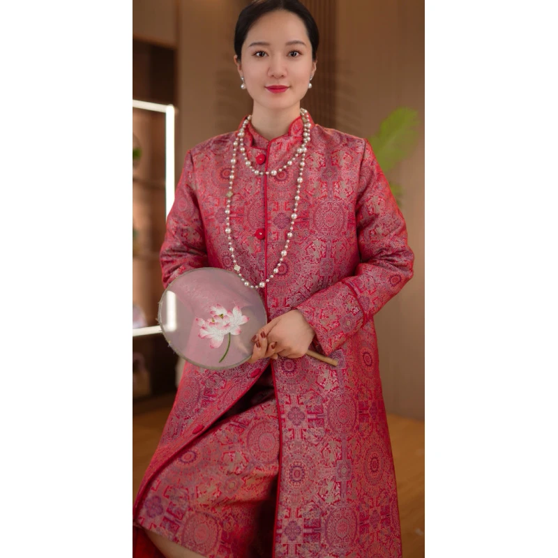 花青韵｜新中式国风古韵提花女装风衣外套2024C502-桃桃