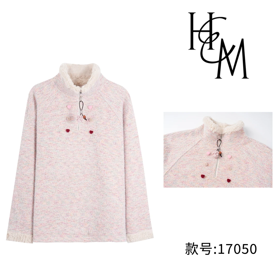 HUIERMAN/慧尔曼时尚秋冬韩版慵懒风小个子立领加厚卫衣【17050】