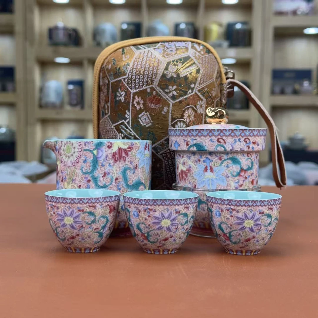 五言六器花开盛世【瑞象】旅行套户外珐琅彩C00215便携