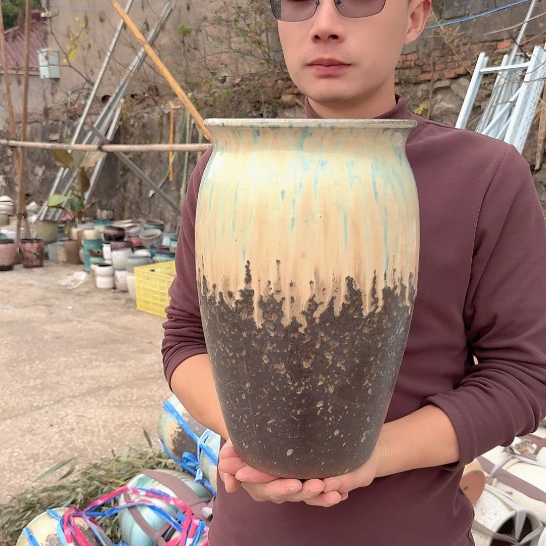 紫砂花盆口20高33（一个老庄柴烧