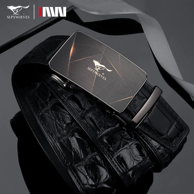 七匹狼男士皮带鳄鱼皮自动扣轻奢高档品牌正品潮流商务中青年腰带