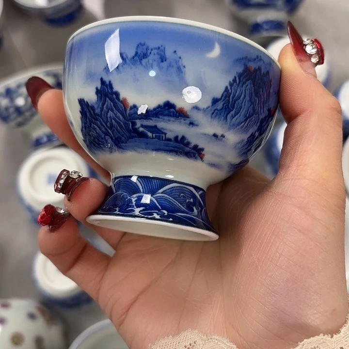 陶摆件千里江山高脚杯