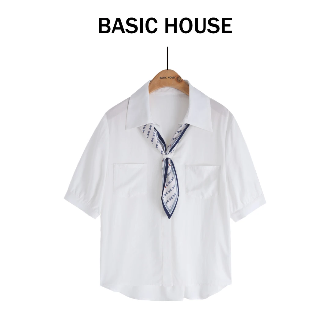 Basic House/百家好白色时尚百搭夏季衬衫简约B1335B5NI82
