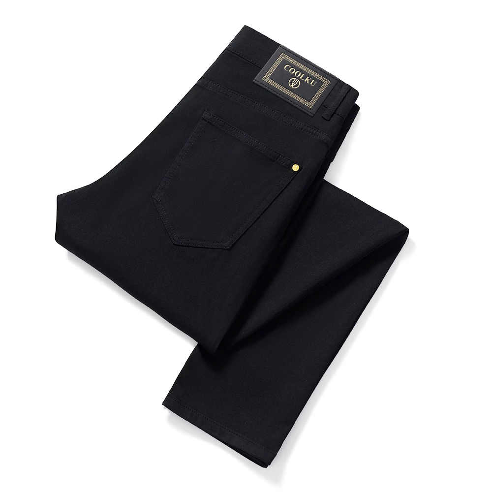 高端男士牛仔裤秋冬新款黑色弹力小直筒修身商务潮流小脚休闲百搭