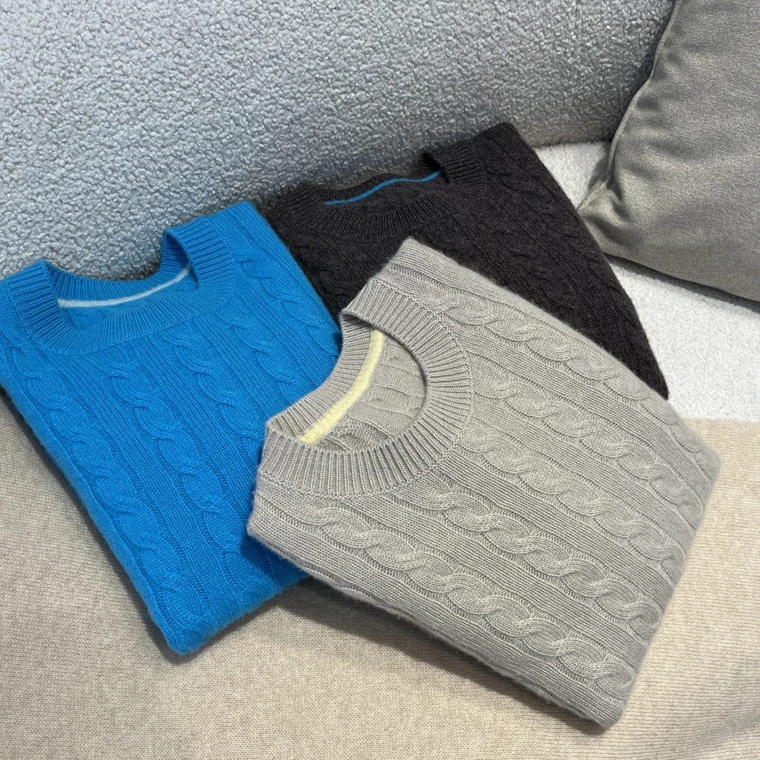 Gaishery【女士新款绞花圆领】100山羊绒