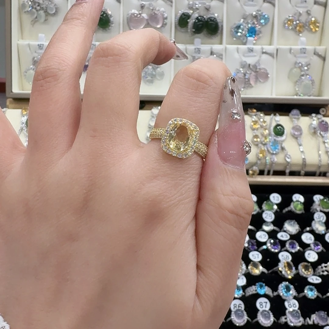 心****黄晶戒指银S925镶嵌