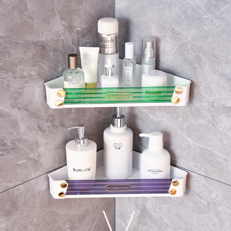 无痕壁挂式收纳盒洗手间洗漱用品置物架手机空调遥控器转角收纳架