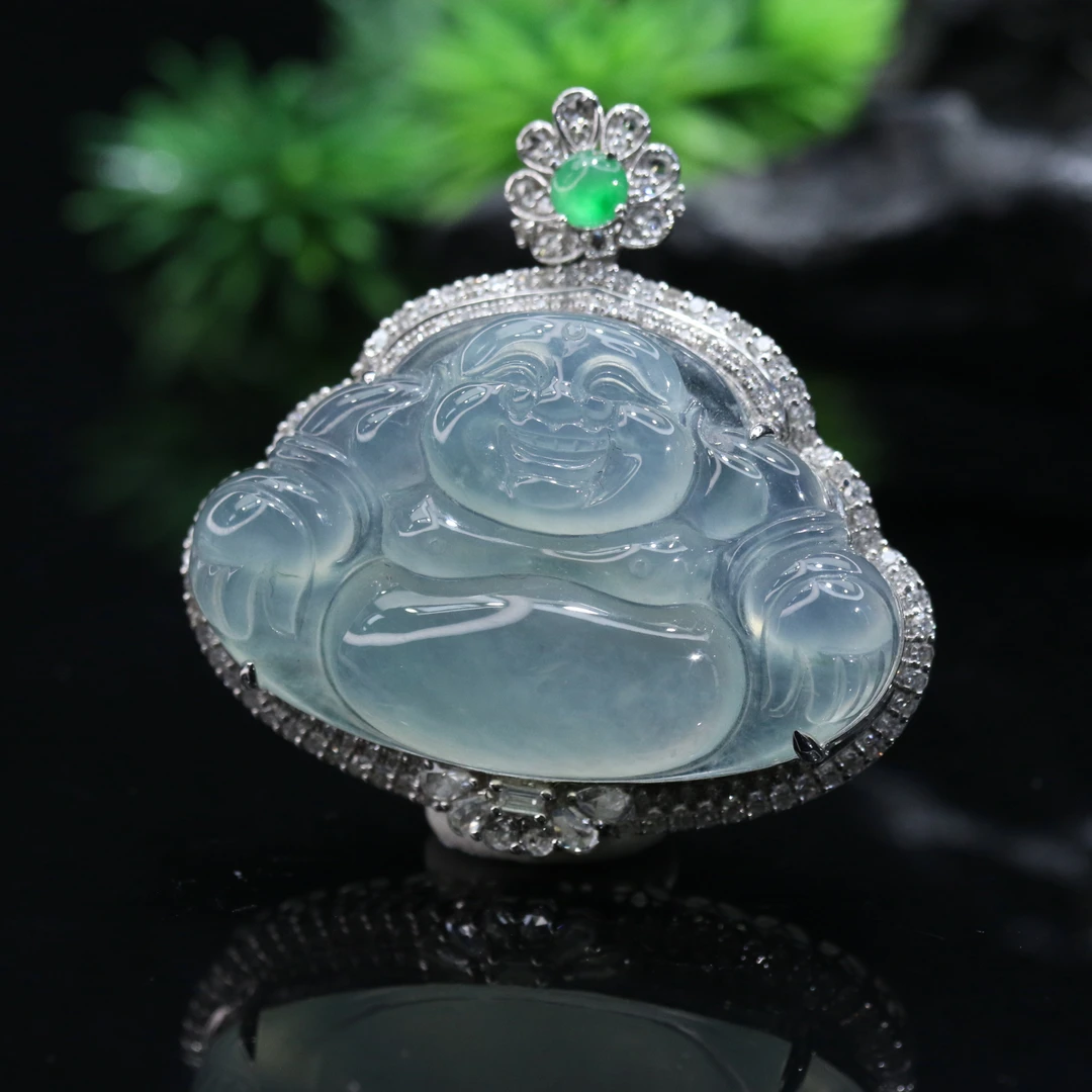 24天然缅甸翡翠A货18k冰佛公/000748/北京中保拍卖
