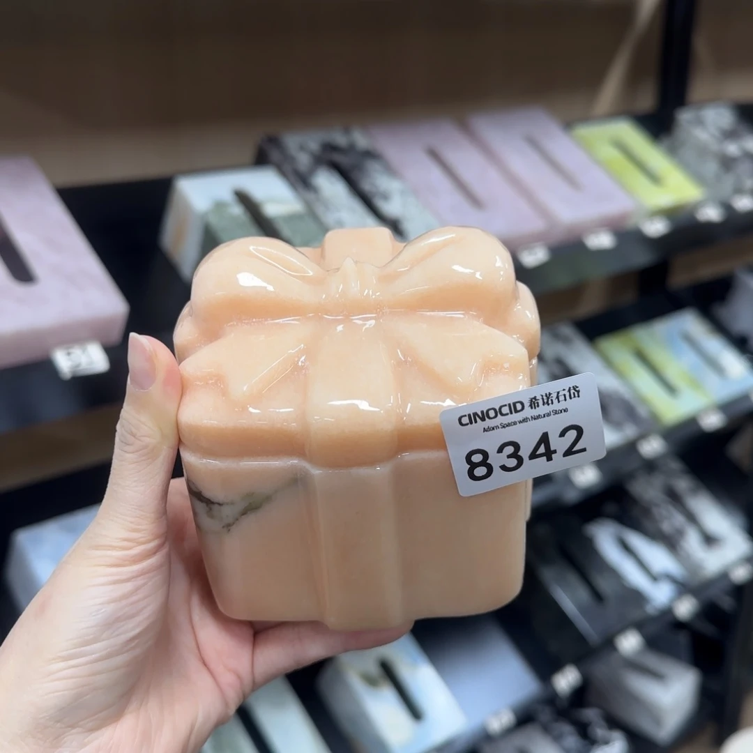 石材8342烟粉蝴蝶结罐