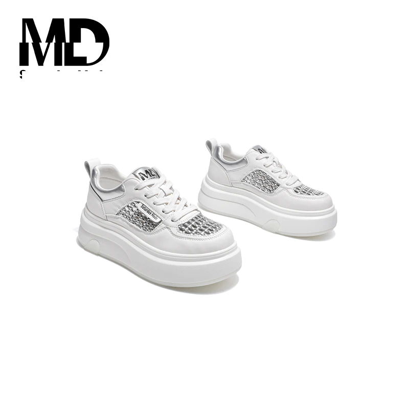 SATURDAYMODE2025夏季新款简约网面厚底小白鞋 1219