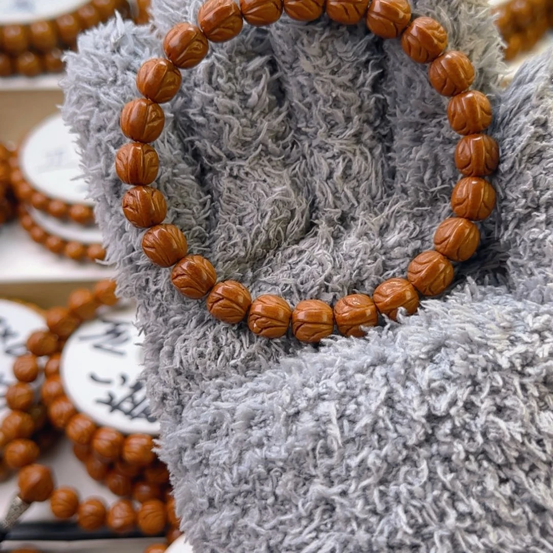 桃核手串金***5龙纹桃核老型桶珠一道筋