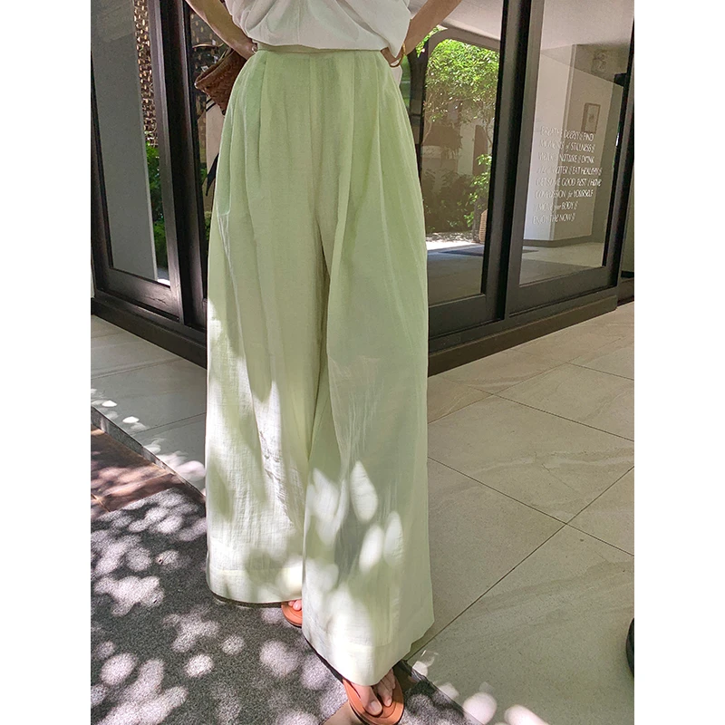 【夏日限定】RARE ME慵懒舒适感阔腿裤夏季新款直筒垂感高腰长裤女
