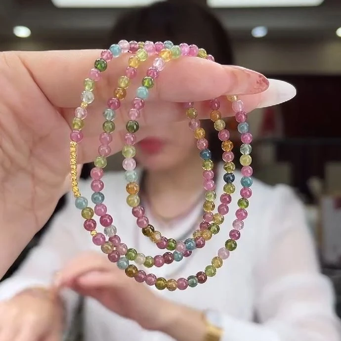 04552010/18K金镶嵌碧玺3mm+多圈多样性发货