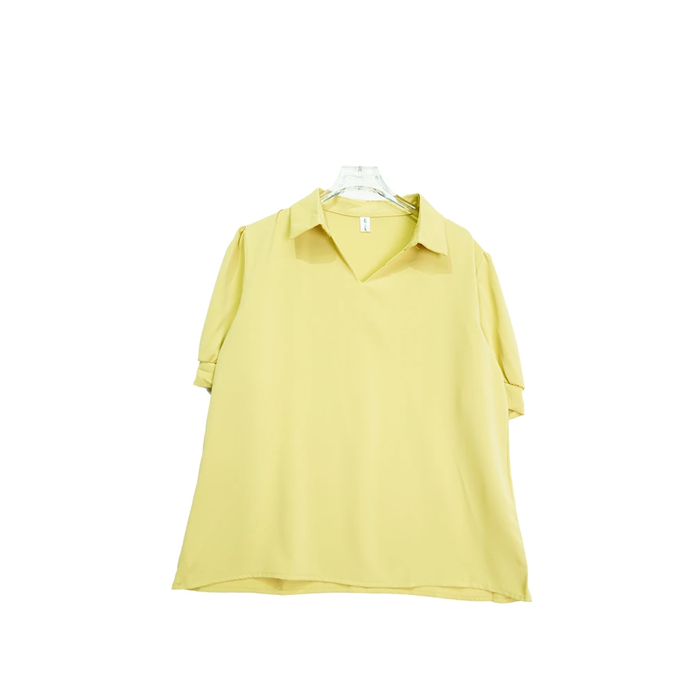 时尚小翻领黄色简约大气百搭小衫E1089