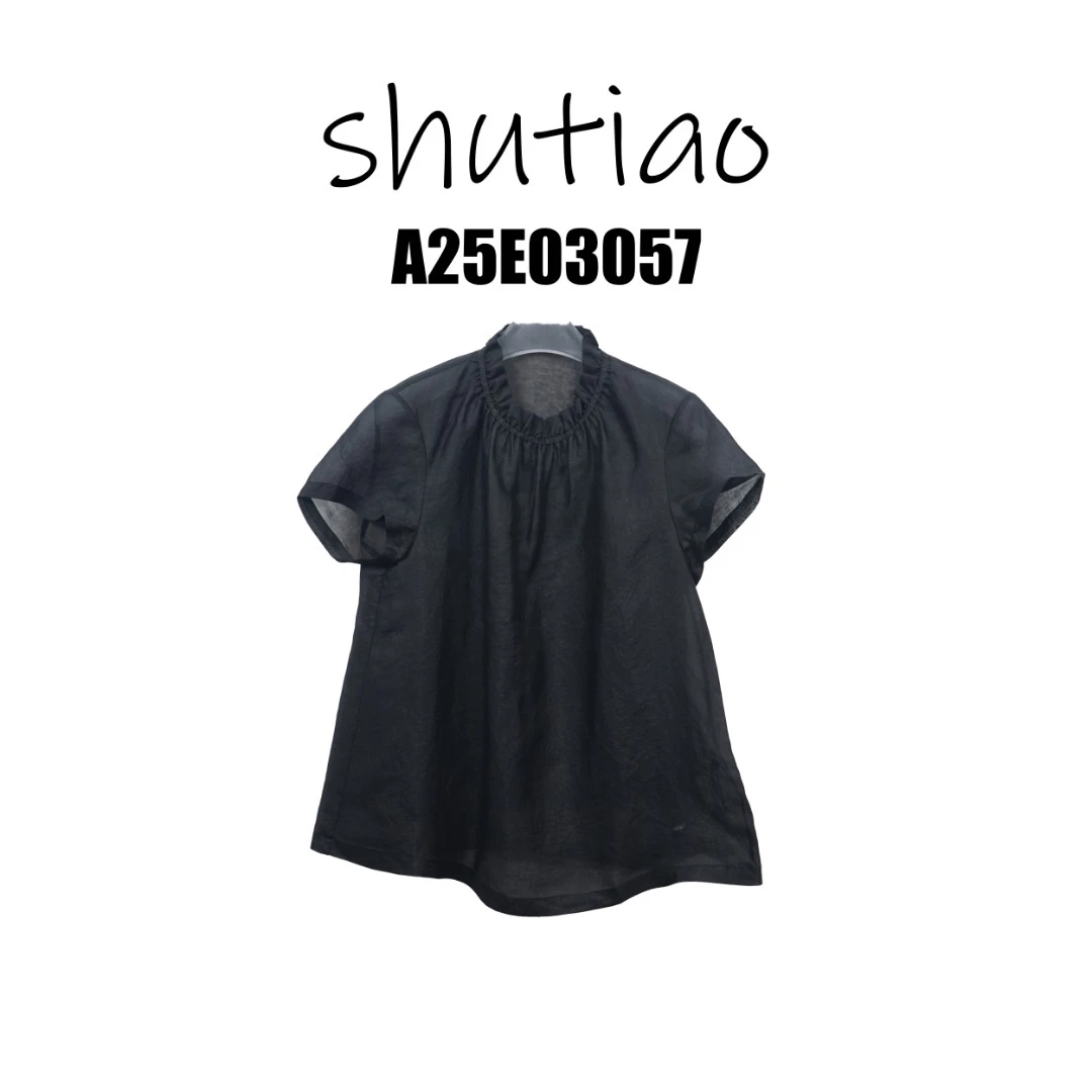 【SHUTIAO】2025夏季：新款小众设计款T恤A25E03057