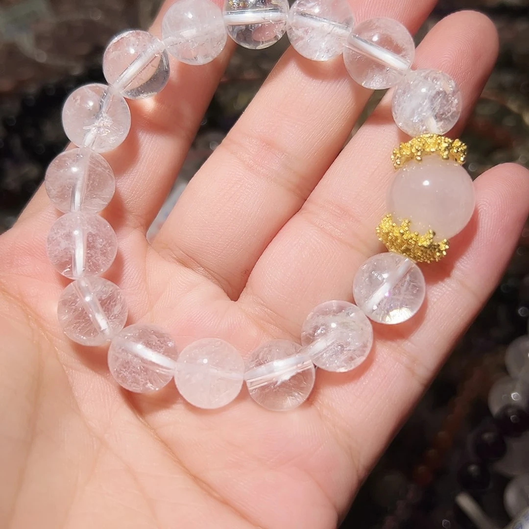 水晶手链未镶嵌喜马拉雅白水晶加粉水晶