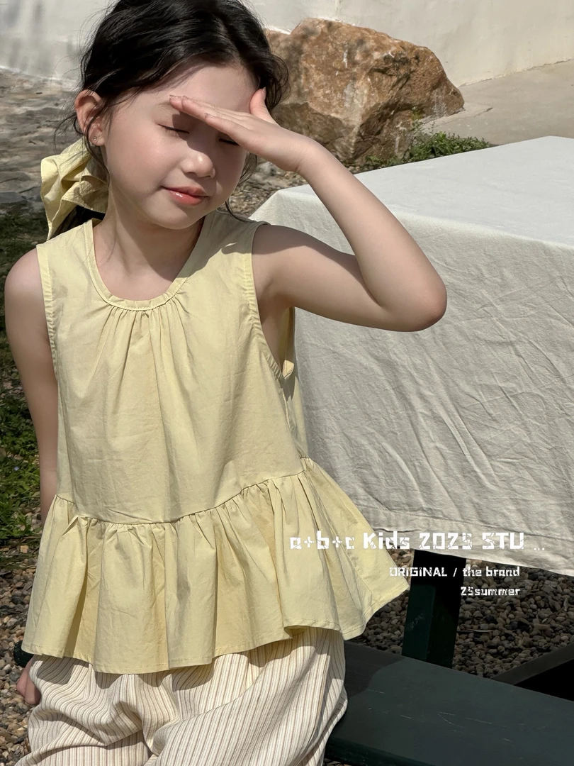 女童夏季拼接无袖连衣裙宽松休闲裤两件套潮流童装